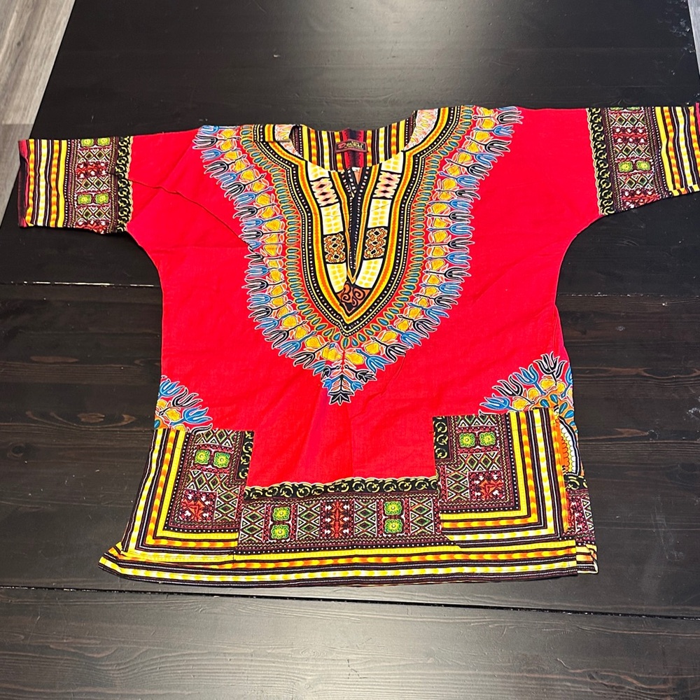 Red Dashiki Men's Shirt